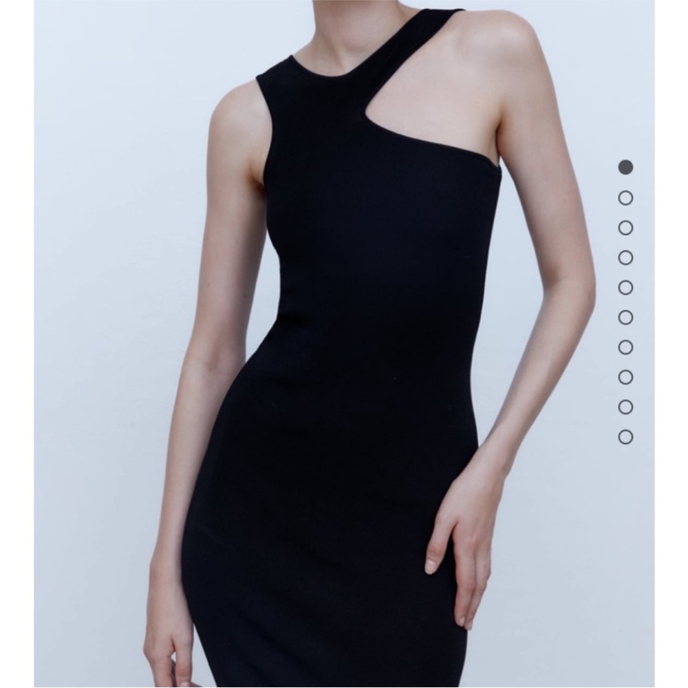 Zara One-Shoulder Black Cutout Bodycon Dress